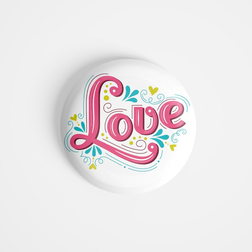dhcrafts Round Fridge Magnet White valentine's day Love Glossy Finish Design Pack of 1 (58 mm)